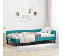 QUAHEAS Cadre de lit d'angle Turquoise 100x200 cm en Velours avec Support en Bois Massif, Design en L, tête réversible, idéal pour Chambre Adulte ou Enfant, Polyvalent, Robuste, Facile à Assembler