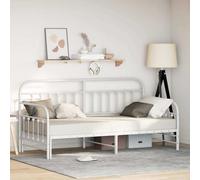 QUAHEAS Cadre de lit de Jour Blanc 90 x 190 cm en Acier Enduit de Poudre, Support Robuste avec Cadre à Lattes, idéal pour Chambre Adulte, Enfant ou Studio, Multifonction et Design épuré