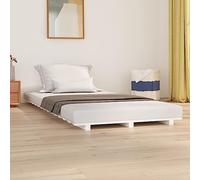 QUAHEAS Cadre de lit en Bois de pin Massif Blanc 90x200 cm avec Lattes Robustes Structure Plateforme pour Chambre Adulte Enfant ado Studio Appartement
