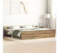 QUAHEAS Cadre de lit en Bois Massif chêne Artisanal 180x200 cm Structure Plateforme Support pour Chambre Adulte ou Enfant avec tête et Pied de lit Fonctionnels
