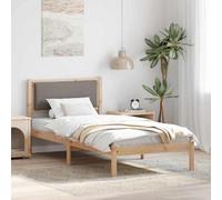 QUAHEAS Cadre de lit en pin Massif avec tête de lit Taupe 100 x 200 cm, sommier à Lattes, Structure Robuste pour Chambre Adulte ou Enfant, Design Contemporain pour Studio ou Appartement