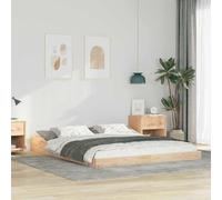 QUAHEAS Cadre de lit en pin Massif Marron 140 x 210 cm avec sommier intégré Plateforme Robuste pour Chambre Adulte Enfant, Design épuré, Support Matelas Durable, idéal Appartement dortoir Studio