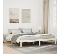 QUAHEAS Cadre de lit Extra Long Bois Massif pin Blanc 180x210 cm avec sommier à Lattes Support Stable pour Chambre Adulte Enfant, Structure Plateforme Robuste pour Matelas sans tiroir ni Coffre