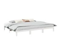 QUAHEAS Cadre de lit Familial en Bois Massif Blanc 240x200 cm avec sommier à Lattes intégré Stable et spacieux pour Chambre Adulte Enfant ado, Structure Plateforme Robuste avec Pieds durables