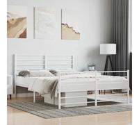 QUAHEAS Cadre de lit métal Blanc 140x200 cm avec sommier à Lattes Robuste, Pieds centraux Stables, Espace Rangement sous lit, tête et Pied de lit Fonctionnels pour Chambre Adulte ou Enfant