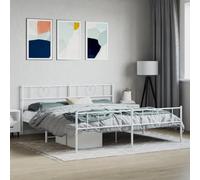 QUAHEAS Cadre de lit métal Blanc 180x200 cm avec sommier à Lattes Robuste, Pieds centraux Stables, Espace Rangement sous lit, tête et Pied de lit Fonctionnels pour Chambre Adulte ou Enfant