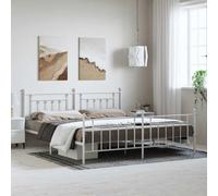 QUAHEAS Cadre de lit métal Blanc 193x203 cm avec sommier à Lattes Robuste, Pieds centraux Stables, Espace de Rangement sous lit, tête et Pied de lit Fonctionnels pour Chambre Adulte Enfant