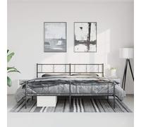 QUAHEAS Cadre de lit métal Noir 193x203 cm avec sommier à Lattes Robuste, Pieds centraux Stables, Espace Rangement sous lit, tête et Pied de lit Fonctionnels pour Chambre Adulte ou Enfant