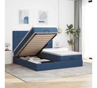 QUAHEAS Cadre de lit Ottoman avec Matelas Bleu 200x200cm Tissu Polyester Structure Plateforme avec Rangement tiroir Coffre et mécanisme hydraulique idéal Chambre Adulte ou Enfant