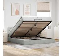 QUAHEAS Cadre de lit Ottoman avec Matelas Gris Clair 200x200 cm en Velours Doux, Support de Chambre Adulte ou Enfant avec Rangement Coffre et mécanisme hydraulique