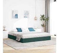 QUAHEAS Cadre de lit Ottoman Vert foncé 180 x 200 cm en Velours avec Rangement Coffre à Levage hydraulique, Structure métallique thermolaquée, poignées carrées pour Chambre Adulte ou ado
