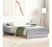 QUAHEAS Cadre de lit sans Matelas 100x200 cm en Bois d'ingénierie Gris Sonoma Support Stable avec tête et Pied de lit Fonctionnels idéal pour Chambre Adulte ou Enfant