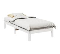 QUAHEAS Cadre de lit sans Matelas Blanc 90x200 cm en Bois de pin Massif avec sommier à Lattes, Pieds Stables, Trous pré-percés pour lit Familial, Support Durable pour Chambre Adulte Enfant