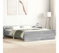 QUAHEAS Cadre de lit sans Matelas Sonoma Gris 135x190 cm Structure en Bois Massif Support pour Chambre Adulte Enfant ado avec tête et Pied de lit Fonctionnels