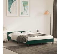 QUAHEAS Cadre de lit Vert foncé en Velours 140x190 cm avec sommier à Lattes, Pieds Robustes, Structure Plateforme Stable pour Chambre Adulte ou Enfant, Design capitonné élégant et Confortable