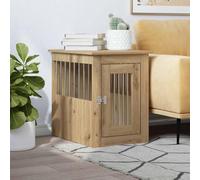 QUAHEAS Cage pour chien en chêne Artisan 45 x 62 x 59 cm avec porte verrouillable, ventilation et fonction table d'appoint pour l'intérieur et l'extérieur comme niche pour chien, lieu de retraite
