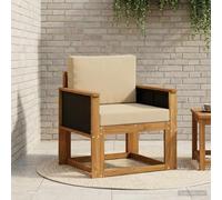 QUAHEAS Canapé central d'extérieur en bois d'acacia massif naturel, résistant aux intempéries, avec rembourrage et coussin, module extensible pour balcon, terrasse, véranda et jardin d'hiver