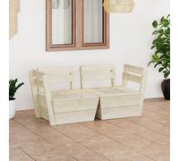 QUAHEAS Canapé de jardin à palettes 2 places, en bois d'épicéa imprégné pour terrasse et balcon, ensemble de meubles d'extérieur robuste, résistant aux intempéries et durable