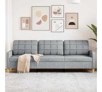 QUAHEAS Canapé de salon 3 places, gris clair, 210 cm, en tissu, moderne, avec structure en métal, rembourrage confortable pour la détente, meuble de salon durable