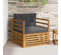 QUAHEAS Canapé d'extérieur en bois d'acacia massif avec coussin en polyester, élément de canapé de jardin résistant aux intempéries, extensible avec partie centrale et coin pour terrasse, balcon et