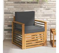 QUAHEAS Canapé d'extérieur en bois d'acacia massif avec coussin en polyester, résistant aux intempéries, pour balcon, terrasse, véranda et jardin d'hiver, salon relaxant, extensible