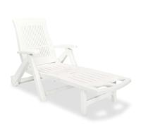 QUAHEAS Chaise longue avec pieds réglables, en plastique, blanc, 72 x 195 x 101 cm, pliable, résistante aux intempéries, pour jardin, terrasse, piscine, chaise longue Zero Gravity