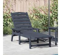 QUAHEAS Chaise longue bleu marine en polyéthylène haute densité 195,5 x 53 x 98,5 cm avec dossier réglable, accents en acier inoxydable, résistant aux intempéries, pour jardin, terrasse, extérieur