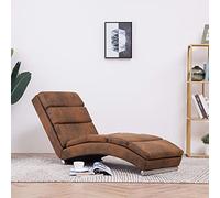 QUAHEAS Chaise longue marron aspect daim avec pieds en acier inoxydable, ergonomique, rembourrée, 155 x 51 x 71 cm, hauteur d'assise 31 cm, pour salon, bureau, chambre d'amis, pour se détendre et lire