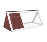 QUAHEAS Clapier pour petits animaux en bois de sapin laqué marron avec treillis métallique, 98 x 50 x 41 cm, résistant aux intempéries et pliable, convient comme nichoir pour lapins, rongeurs, cochons