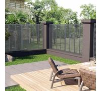 QUAHEAS Clôture à lamelles WPC - 180 x 180 cm - Gris - Brise-vue - Clôture de jardin - Protection contre le vent - En plastique - Bois et métal - Kit de construction pour terrasse, balcon, extérieur