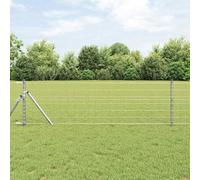 QUAHEAS Clôture avec poteaux argentés 0,4 x 25 m en acier et PVC - Kit de clôture de jardin avec éléments de clôture, brise-vue et protection contre le vent pour terrasse, balcon et terrain