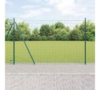 QUAHEAS Clôture avec poteaux vert en acier - 1,2 x 25 m - Clôture de jardin - Brise-vue à double tige - Pour terrasse, balcon, extérieur - Avec kit de construction robuste et système d'emboîtement