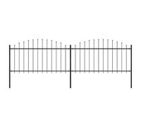 QUAHEAS Clôture de jardin avec pointe en acier - 340 cm de long - 150 cm de hauteur - Noir - 2 éléments de clôture, 3 poteaux - Brise-vue - Clôture en métal pour terrasse, extérieur