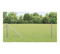 QUAHEAS Clôture de jardin avec poteaux en acier argenté - 0,4 x 25 m - Kit de construction avec double barre, brise-vue, clôture, balcon, terrasse, extérieur, panneau métallique pour terrain et jardin