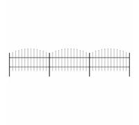 QUAHEAS Clôture de jardin en acier avec pointe de lance noire 537 x 100 cm, 3 éléments de clôture, 4 poteaux, panneau de clôture brise-vue pour terrasse, balcon, panneau en métal stable avec matériel