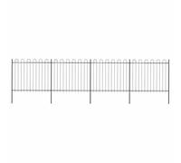 QUAHEAS Clôture de jardin en acier revêtu par pulvérisation avec 4 éléments de clôture et 5 poteaux, 6,8 m de long, design moderne en métal robuste pour terrain, terrasse et extérieur