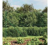 QUAHEAS Clôture grillagée avec bride de sol vert en acier galvanisé revêtu de PVC 1,4 x 25 m - Clôture de jardin - Bordure extérieure avec poteaux et accessoires pour clôture et brise-vue