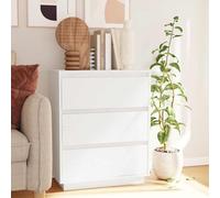 QUAHEAS Credenza - Buffet blanc - 60 x 34 x 75 cm - En pin massif - Avec espace de rangement pour salon et salle à manger - Buffet de cuisine avec étagère et tiroirs - Credenza pour un rangement
