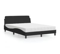 QUAHEAS Dover Lit en velours noir 120 x 200 cm avec matelas, tête de lit design ondulé, bois de pin, matelas en mousse H2/H3 pour un sommeil réparateur