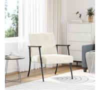 QUAHEAS Élégant fauteuil crème, 59 x 75 x 78 cm, housse en velours, confort ergonomique, cadre en acier robuste pour salon et chambre à coucher