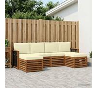 QUAHEAS Ensemble canapé en Bois d'acacia Massif Durable avec Design Moderne modulable pour Salon et extérieur, mobilier Complet d'aménagement Compact et élégant pour séjour et terrasse