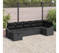 QUAHEAS Ensemble canapé modulable en polyrotin Noir avec Coussins et Rangement pour Jardin terrasse Patio extérieur, résistant aux intempéries, Design léger et encastrable pour détente et Repas