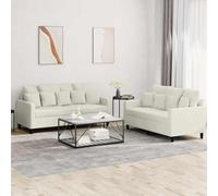 QUAHEAS Ensemble de 2 canapés, en velours crème, robuste, avec 7 grands et 9 petits coussins, confortable pour la détente