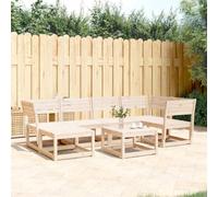 QUAHEAS Ensemble de 6 canapés de jardin en pin massif - Ensemble de meubles d'extérieur modulaires pour terrasse et balcon - Ensemble de sièges confortables pour des heures de détente