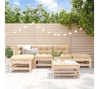 QUAHEAS Ensemble de 6 pièces de salon de jardin en pin massif - Mobilier de terrasse modulaire pour extérieur - Ensemble de sièges confortables pour jardin et balcon - Non traité