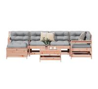QUAHEAS Ensemble de canapé de jardin 7 pièces en bois massif Douglas résistant aux intempéries - Mobilier d'extérieur modulaire pour terrasse et balcon - Aspect bois naturel