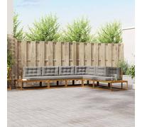 QUAHEAS Ensemble de canapé d'extérieur en bois d'acacia massif naturel gris clair avec ensemble de sièges et coussins rembourrés, résistant aux intempéries, pour jardin, terrasse, balcon, salon