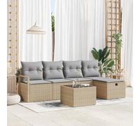 QUAHEAS Ensemble de canapés en polyrotin avec coussins, beige gris clair, modulables, compartiments de rangement, résistants aux UV, aux intempéries, pour jardin, terrasse et balcon, cadre en acier