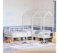 QUAHEAS Ensemble de lit de Jour et Banc en Bois Massif avec Toit Blanc, Support Chambre Enfant ou ado, Structure Plateforme avec sommier, Rangement tiroir et Dossier