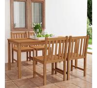 QUAHEAS Ensemble de Salle à Manger de Jardin 5 pièces en Bois de Teck Massif 160 x 80 cm, Meuble extérieur résistant pour terrasse, Patio, Balcon, Repas et détente